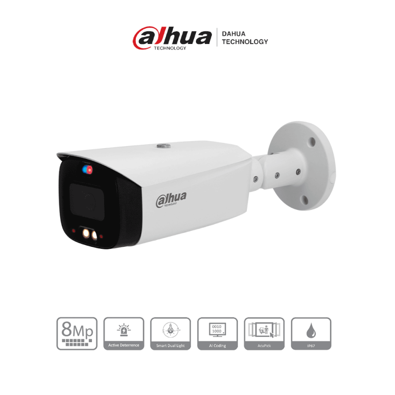 DAHUA DH-IPC-HFW3849T1-AS-PV - Cámara IP Bullet 4K de 8 MP con tecnologí