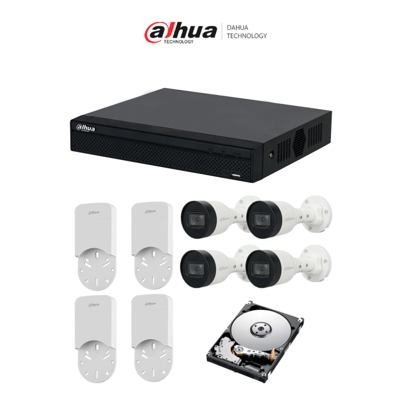 DAHUA KITNVR1104HS-P+4C+4S 1TB- Kit IP de 4 canales con NVR con 4 puerto