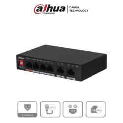 DAHUA PFS3006-4ET-60 - Switch PoE de 6 Puertos Fast Ethernet/ 4 Puertos