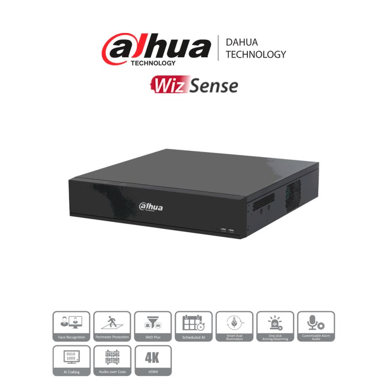 DAHUA DH-XVR7816S-4K-I3 -DVR de 16 Canales 4k/ WizSense/ H.265+/ 8 Bahía