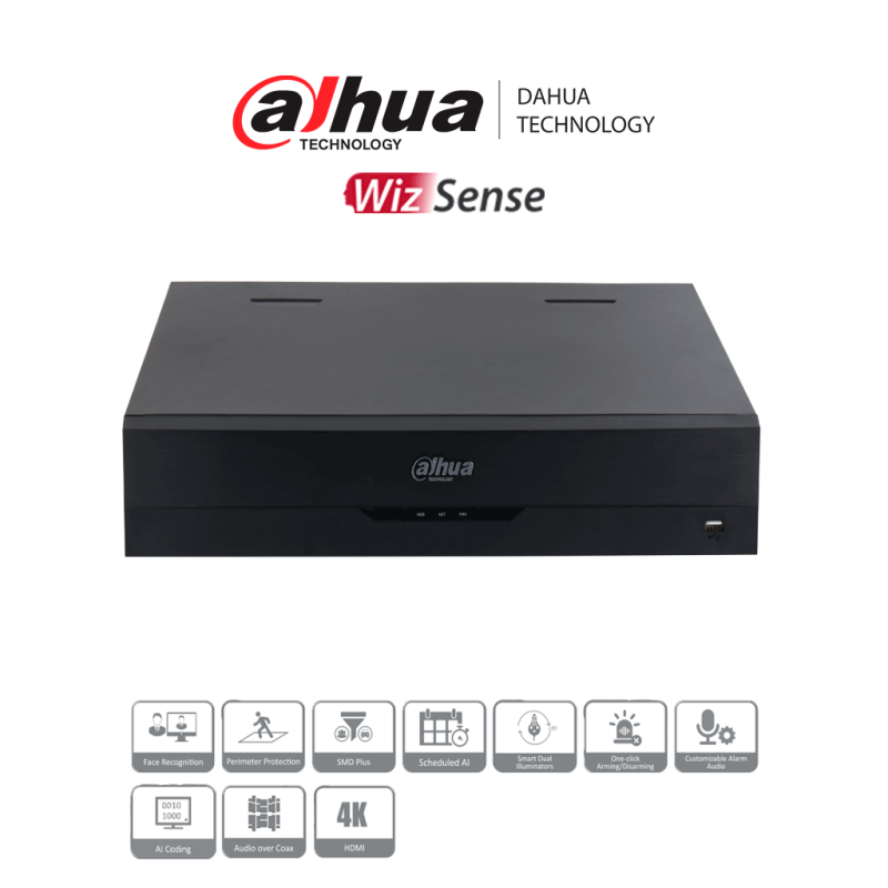 DAHUA DH-XVR5432L-4KL-I3 - DVR de 32 Canales 4k/ WizSense/ H.265+/ Hasta