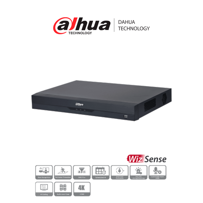 DAHUA XVR5216A-4KL-I3 - DVR de 16 Canales 4k/ WizSense/ H.265+/ 16 Canal