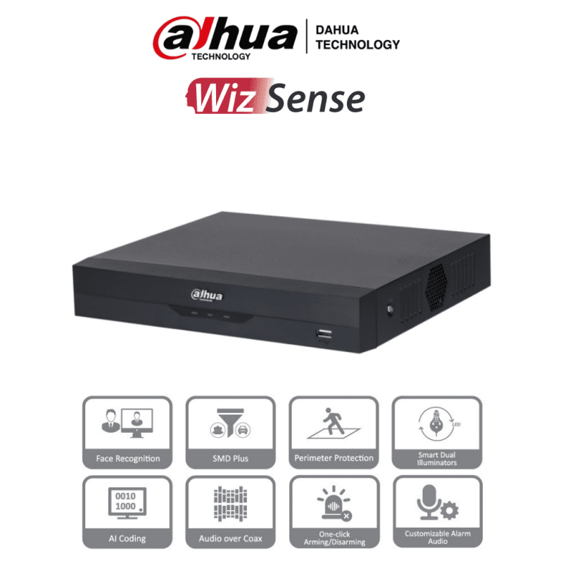 DAHUA XVR5108HS-I3 - DVR de 8 canales 5MP Lite  WizSense con IA  H.265+