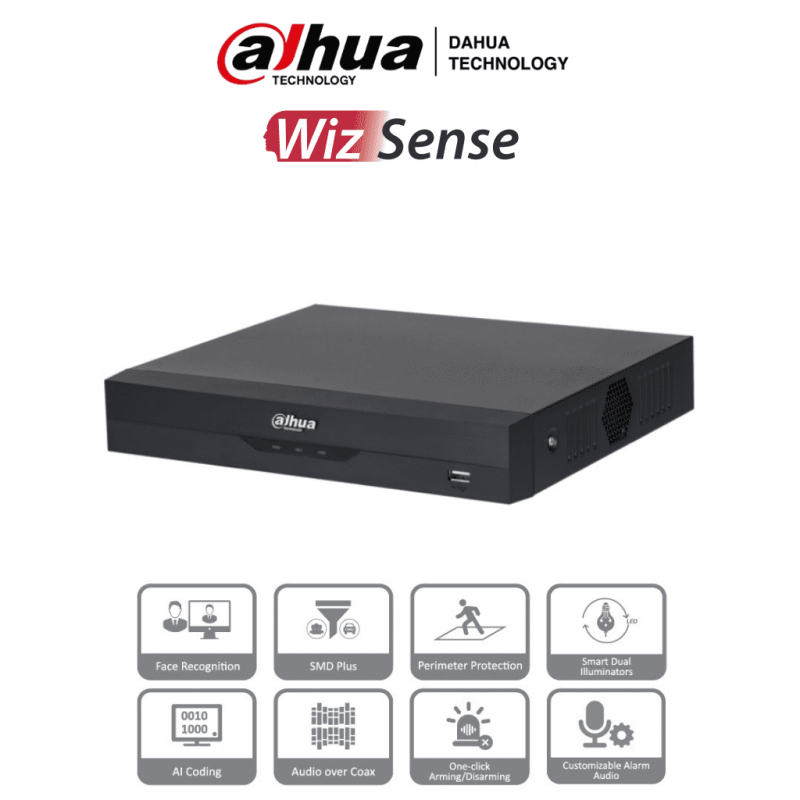 DAHUA XVR5104HS-I3 - DVR de 5MP Lite con WizSense. Soporta 4 canales + 2