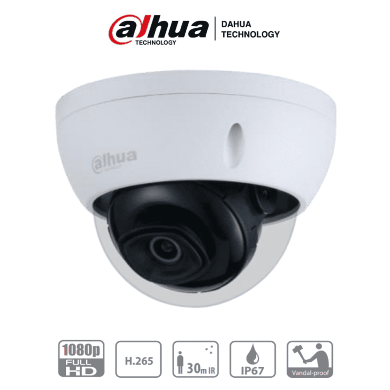 DAHUA IPC-HDBW1230E- Camara IP Domo Antivandalica de 2 Megapixeles/ Lent