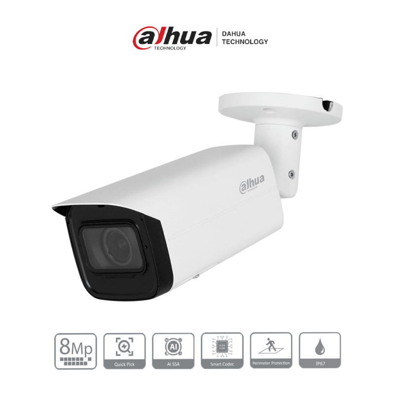 DAHUA IPC-HFW3841T-ZAS-S2 Cámara IP Bullet 4K de 8 MP  lente motorizado