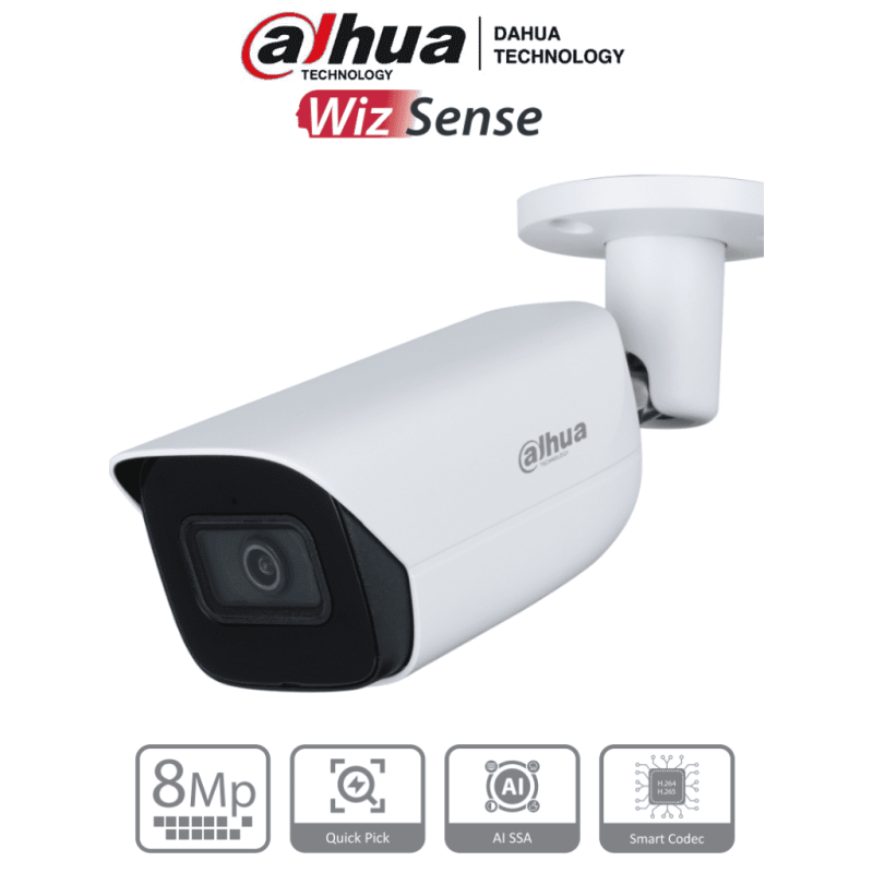 DAHUA IPC-HFW3841E-AS-S2 - Camara IP Bullet de 8 Megapixeles con IA/ Wiz