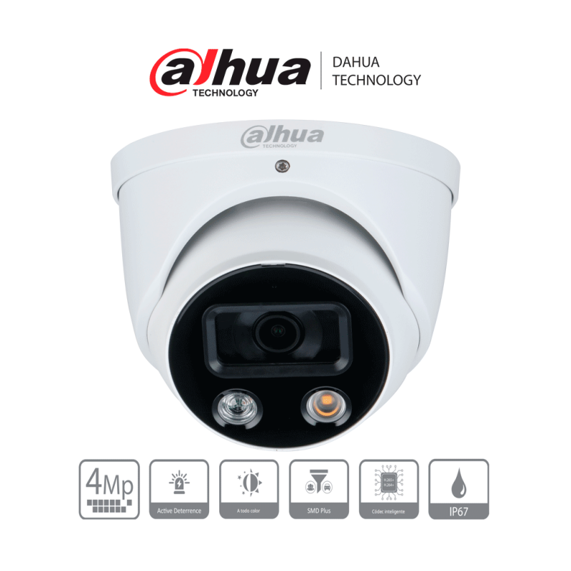 DAHUA DH-IPC-HDW3449H-AS-PV - Camara IP Domo TiOC de 4 Megapixeles/ WizS