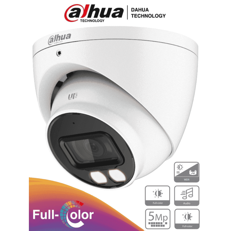 DAHUA  HAC-HDW1509TN-A-LED-0360B - Cámara Domo Full Color de 5 MP con le