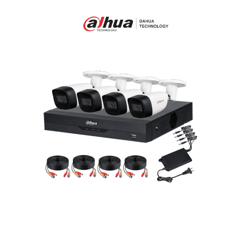 DAHUA KITXVR5104HS4KLI3+4HFW1500CMA- Kit de vigilancia de 4 canales 5 MP