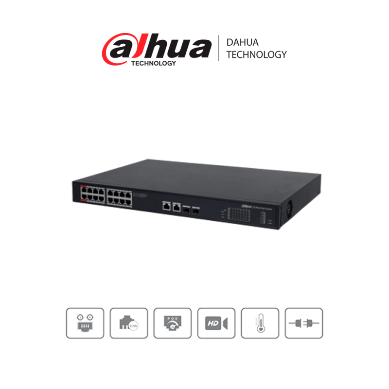 DAHUA PFS3220-16GT-190 - Switch Poe de 16 Puertos Gigabit/ Poe Inteligen