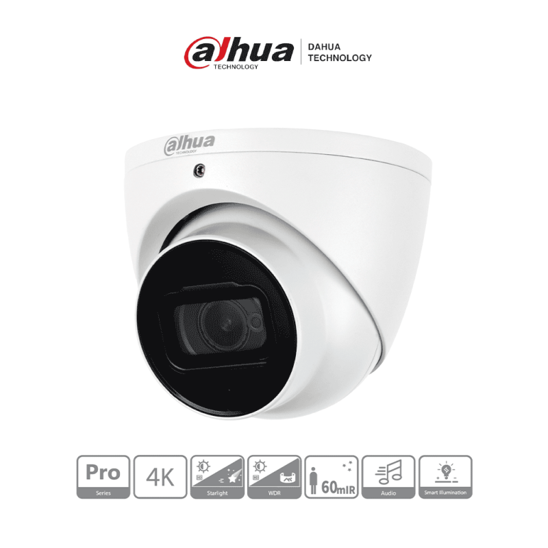 DAHUA HDW2802T-A - Cámara Domo EyeBall 4K Starlight de 8 MP  lente de 2.