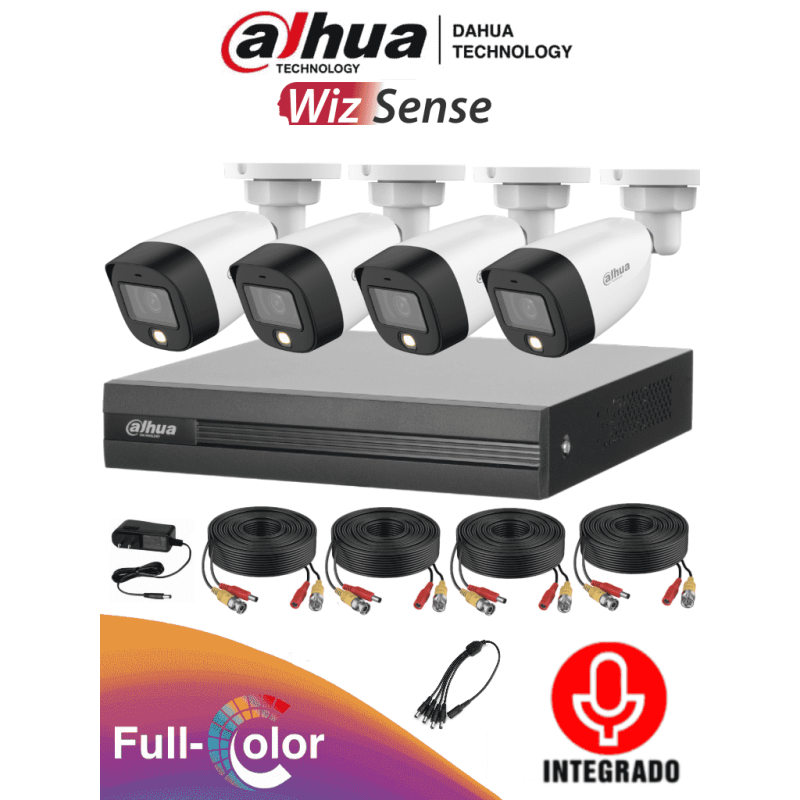 DAHUA FULLCOLORKIT-A - Kit de 4 Canales Full Color 2 MP con Audio y DVR