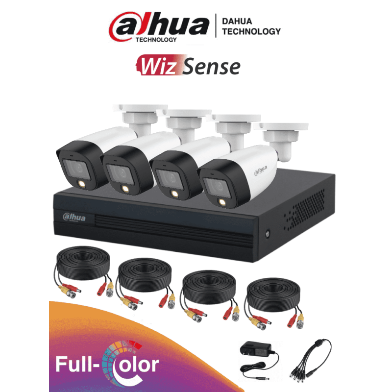 DAHUA FULLCOLORKIT- Kit de 4 canales Full Color de 2 MP. Incluye 4 cámar