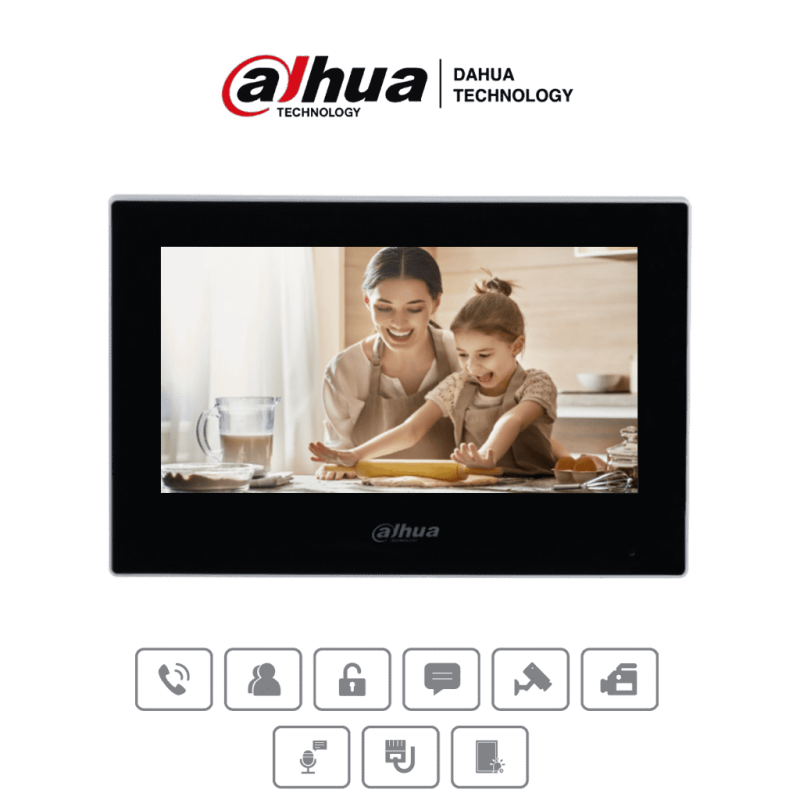 DAHUA VTH2621G-P - Monitor IP táctil de 7  en negro  Serie Lite  ideal p