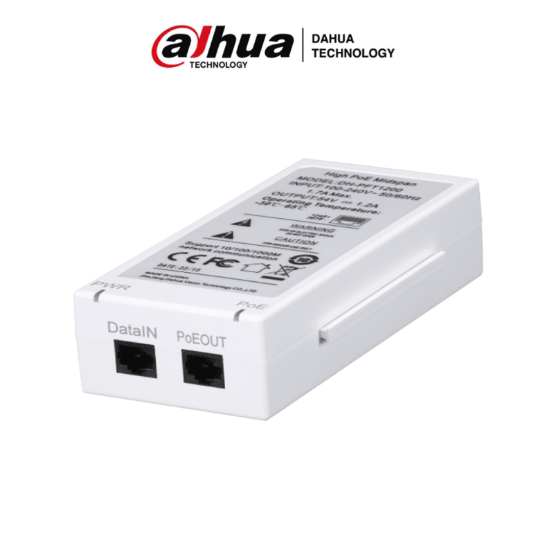 DAHUA PFT1200 - Inyector Hi-Poe Midspan Gigabit/ Soporta PoE/PoE+/ Sopor