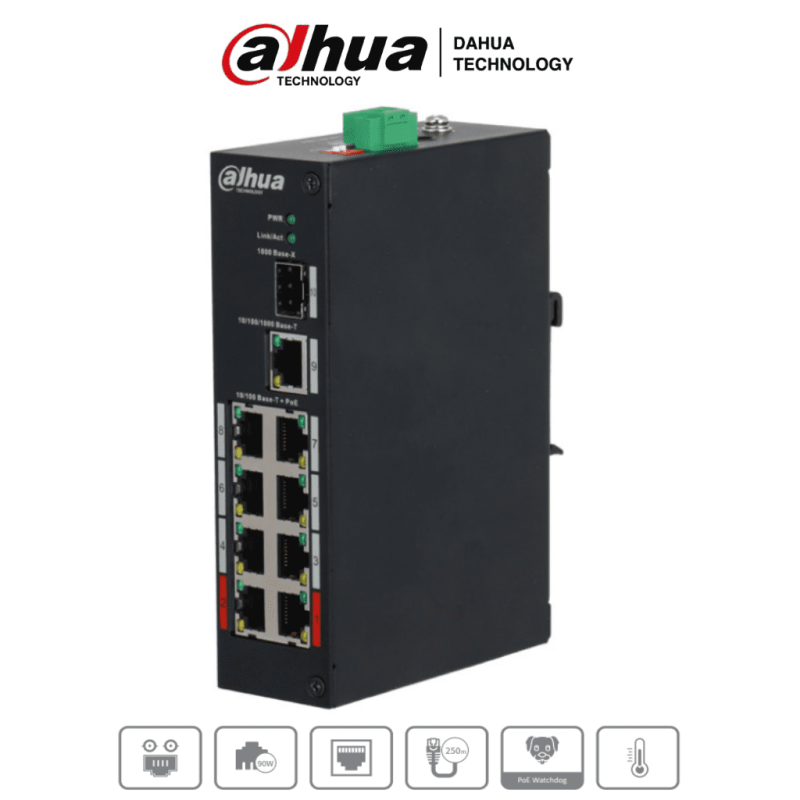 DAHUA PFS3110-8ET-96 - Switch PoE de 10 Puertos/ 8 Puertos PoE/ 1 Puerto