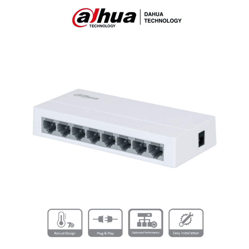 DAHUA PFS3008-8ET-L - Switch para Escritorio de 8 Puertos Fast Ethernet/