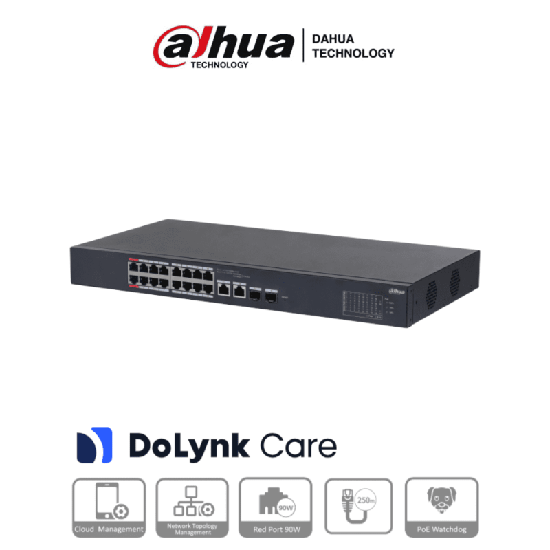 DAHUA CS4218-16ET-135 - Switch PoE de 18 Puertos/ 16 Puertos Poe 10/100/