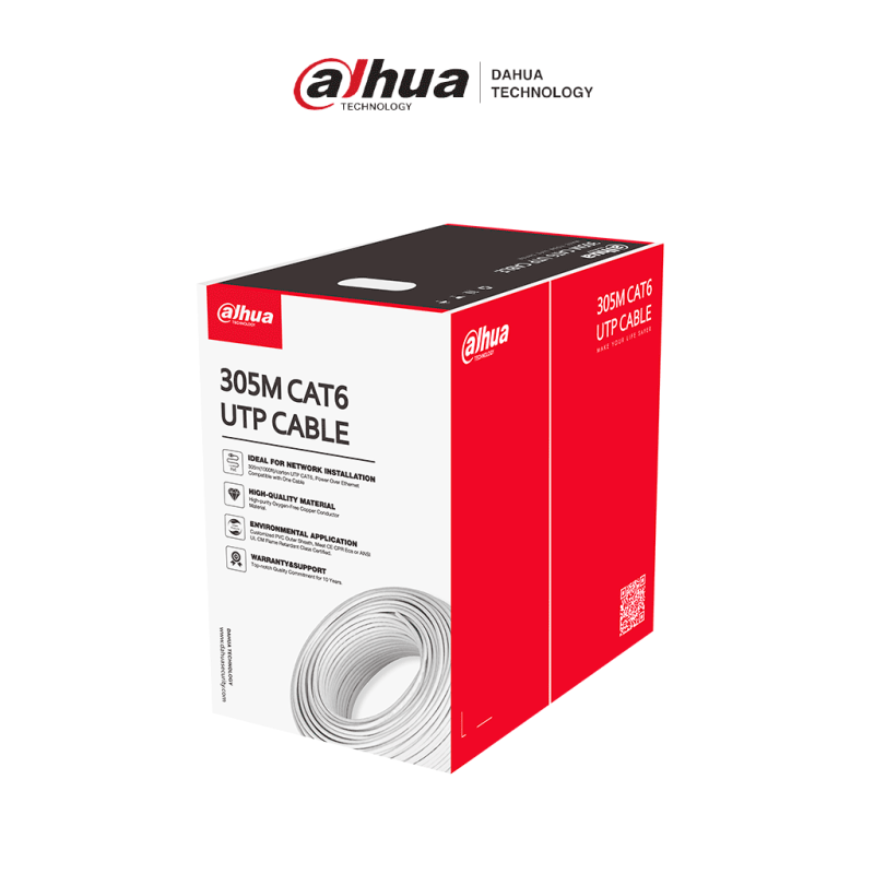 DAHUA PFM923I-6UN-C - Bobina de Cable UTP Cat 6 100% Cobre/ Color Blanco